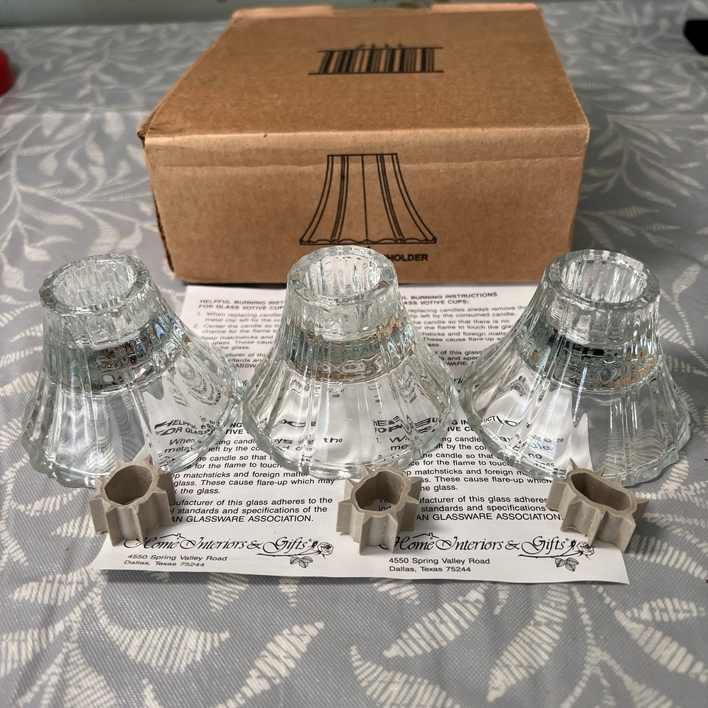 Home Interiors & Gifts Homco Royal Candleholder Crystal #1112 Lot of 3 New
